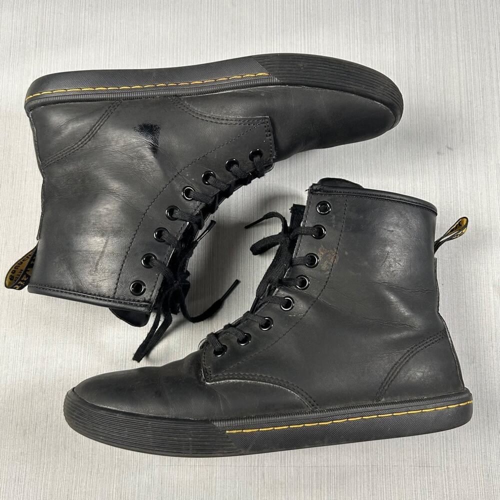 Dr. Martens Sheridan Combat Sneaker Boots US 8 Black Womens Leather Pull Tab